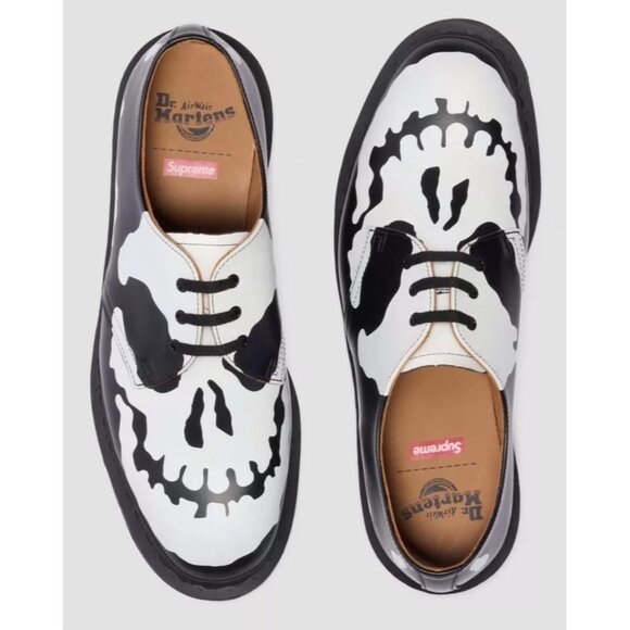 Supreme FW25 Dr Martens 1461 3-Eye Shoes Skull Black & White Size: 10 NIB - Picture 9 of 10